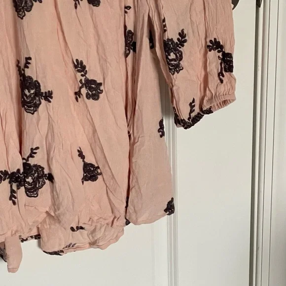 Free People Pink Black Floral Embroidered Cutout Austin Emma Dress 47029 - Picture 12 of 15